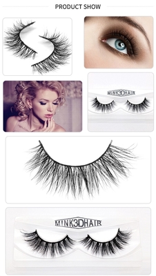 Long Mink Fur Real Hair False Eyelashes Wear Comfort Thickness 0.07mm