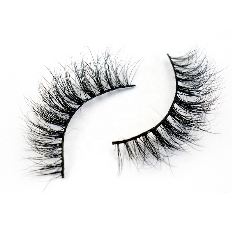 Long Mink Fur Real Hair False Eyelashes Wear Comfort Thickness 0.07mm